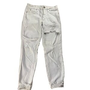 YMI Jeans Womens Size 7 Mid Rise Distressed White Skinny Jeans